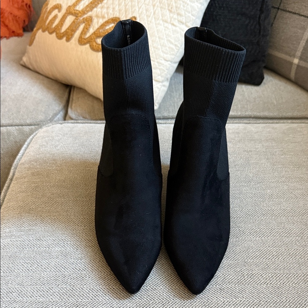 Suede Steve Madden Sock Bootie Black